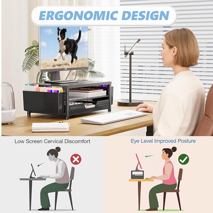 OPNICE Desk Organizers and Accessories, Computer Monitor Stand Riser - Image 2