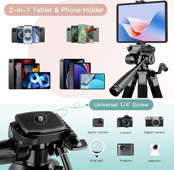 Camera Tripod Stand, Lightweight and Compact Travel Tripod - Image 5