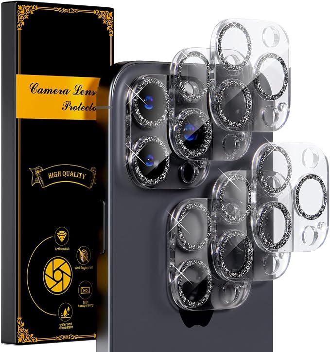 for 6 Pack iPhone 15 Pro/iPhone 15 Pro Max Camera Lens Protector 9H Tempered by Beuxece
