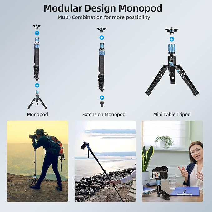 SIRUI P-325FS Monopod with Feet, Max Load 22lbs, 360° Panorama, Quick Release - Image 8
