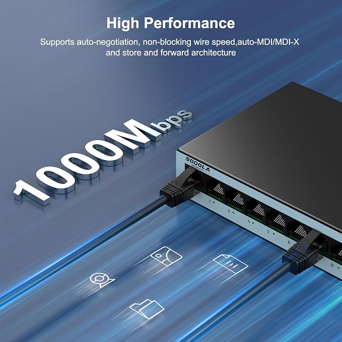 【Upgrade】 SODOLA 16 Port Gigabit Ethernet Switch, Plug & Play, Shielded Ports - Image 4