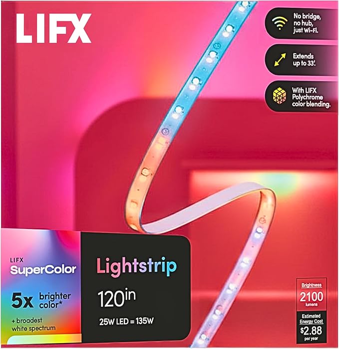 LIFX Supercolor Smart LED Strip Lights 10ft, Color Changing Multizone RGB + by LIFX