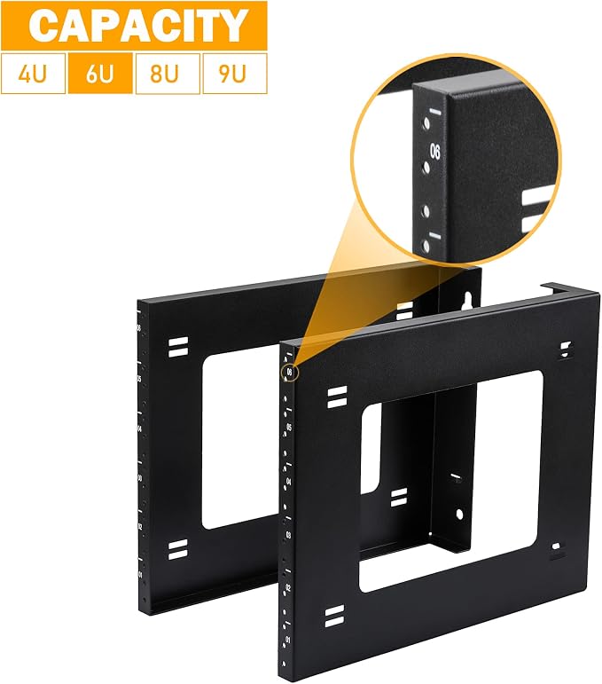 RIVECO 6U Open Frame Rack Wall Mount & Desktop Mount, No Assembly Required - Image 3