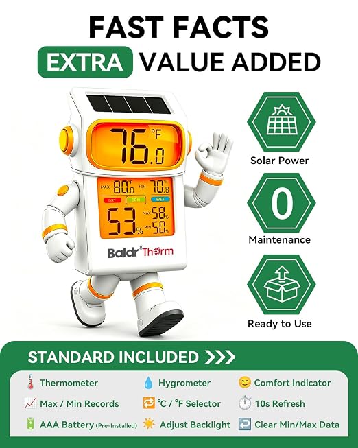BALDR 2-Pack Indoor Thermometer Humidity Meter, Digital Hygrometer - Image 2