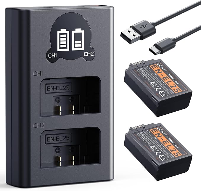 K&F CONCEPT 1600mAh EN-EL25 Battery 2-Pack EN-EL25A Battery and Dual LCD - Image 8