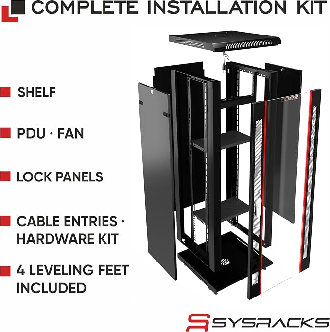 15U Wall Mount Server Rack Cabinet – 19" Network Rack Enclosure, PDU & Shelf - Image 4