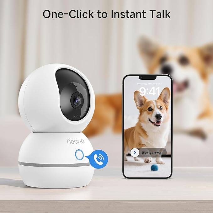 Noorio Security Camera 2K, Baby Monitor Dog Camera 360-degree - Image 2