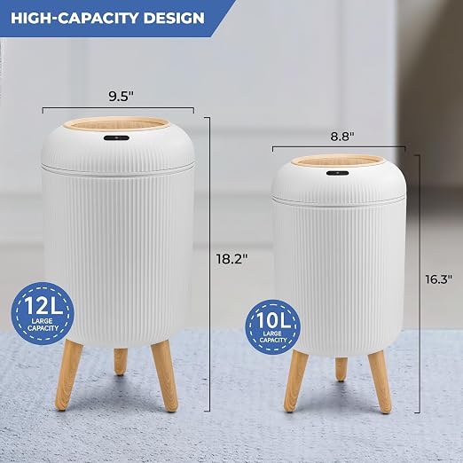 Pukomc 2 Pack Automatic Trash Can 12L /3 Gallon and 10L /2.64 Gallon Bathroom - Image 2