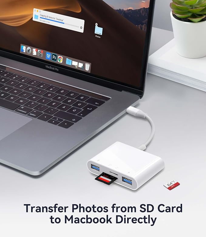USB C SD Card Reader for Mac/MacBook/iPad/iPhone 15 Pro WNXSLOAD SD Card Adapter - Image 4