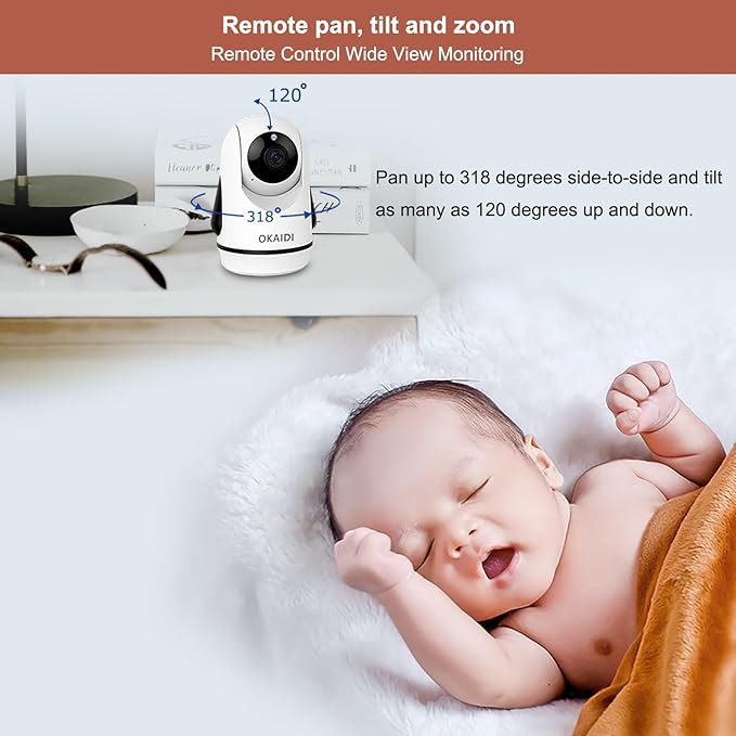 OKAIDI Video Baby Monitor with 3 Cameras, 30H Battery and 1000ft Range - Image 6