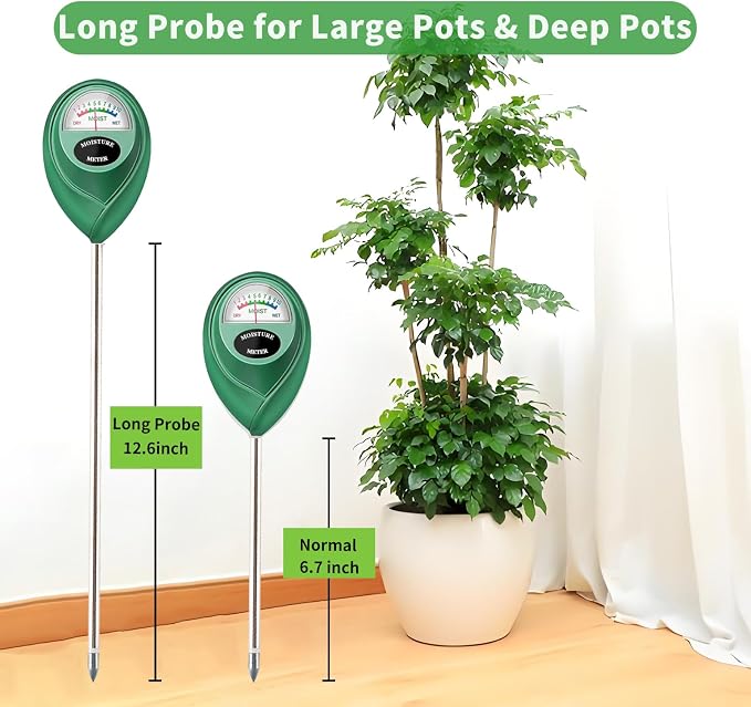 Censinda Soil Moisture Meter, 2 Pack Long Probe Soil Moisture Monitor - Image 2