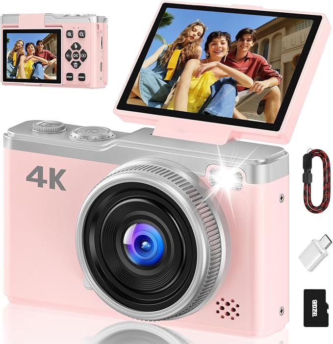 4K Digital Camera for Photography, 64MP Point and Shoot Digital Cameras by Lenanecamera