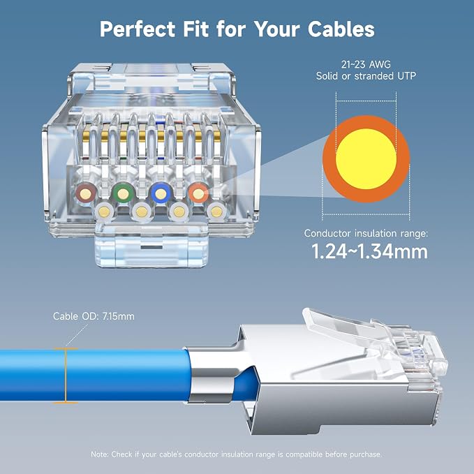Cable Matters 50-Pack Cat6A RJ45 Shielded Modular Plugs - Image 3