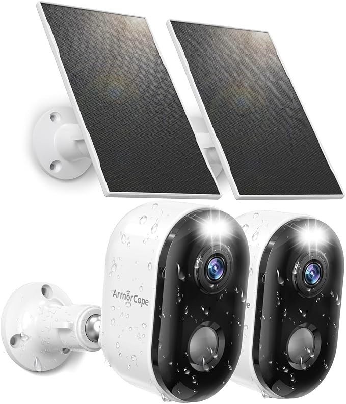 Security Cameras Wireless Outdoor, Solar Battery Powered 2k Color Night Vision by Armorcope
