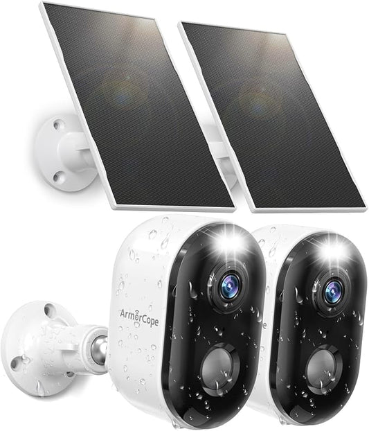 Security Cameras Wireless Outdoor, Solar Battery Powered 2k Color Night Vision by Armorcope