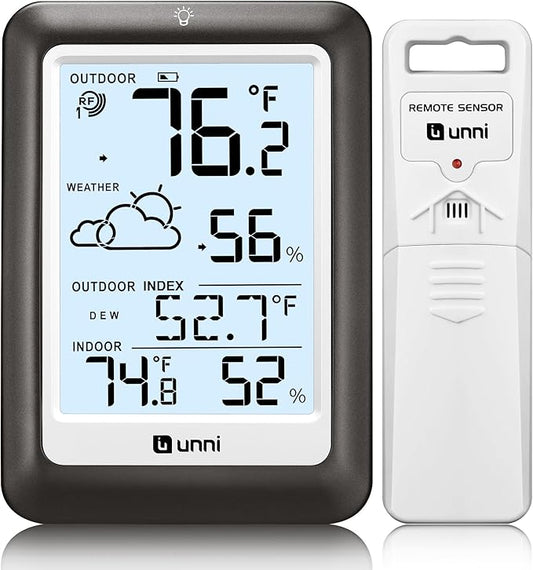 Indoor Outdoor Thermometer Wireless Weather Station, Temperature Humidity by UUNNI