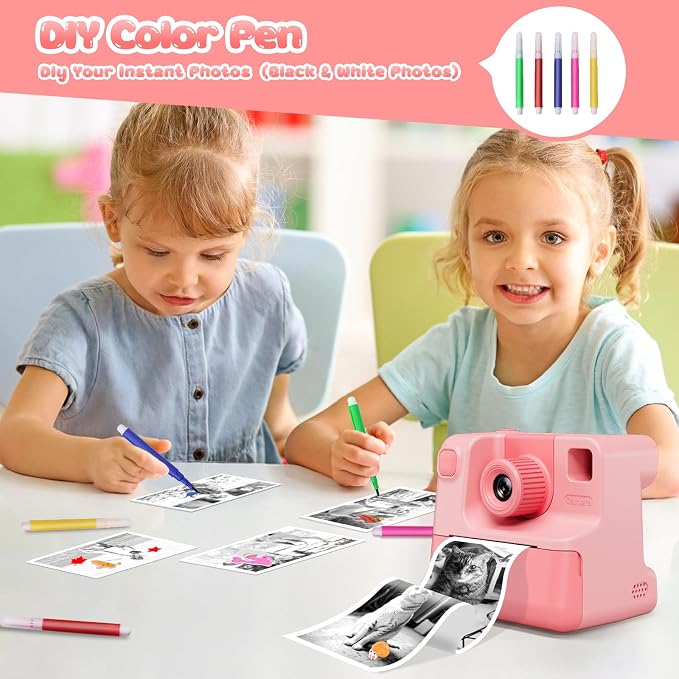 Instant Print Camera for Kids, 1080P Kids Instant Cameras, HD Selfie Digital - Image 6