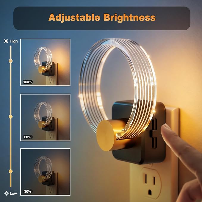 JandCase Night Light, Night Lights Plug into Wall, 2 Pack Dimmable Nightlight - Image 2