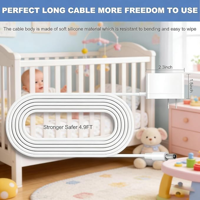 5V Charger Compatible with Bonoch Video Split Screen Baby Monitor & Add-on Baby - Image 4