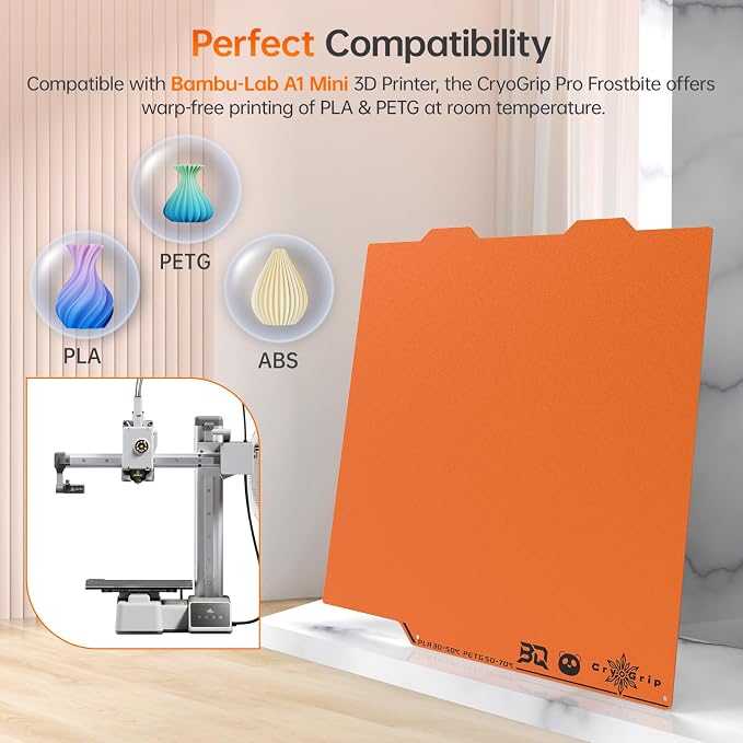 BIQU Cryogrip Pro Frostbite Matte Orange Cold Build Plate - Image 4