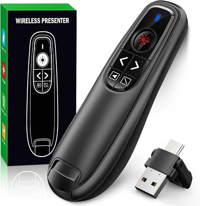 Presentation Clicker Wireless Presenter Remote Clicker, USB C PowerPoint Clicker by RJADVideoGameAccessories