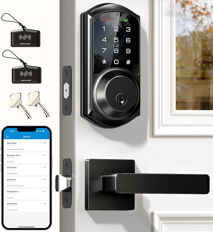 Veise VE06-L Smart Locks with 2 Lever Handle Set, App Control, Keyless Entry by Veise