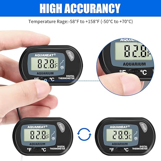 AQUANEAT Aquarium Thermometer, Fish Tank Thermometer, Digital Temperature Test - Image 2