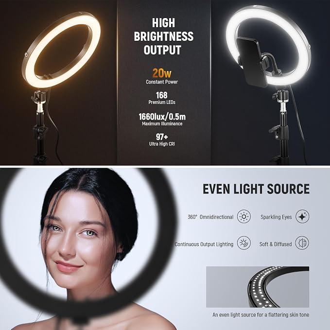 NEEWER 10" 20W High Power LED Ring Light - Image 2