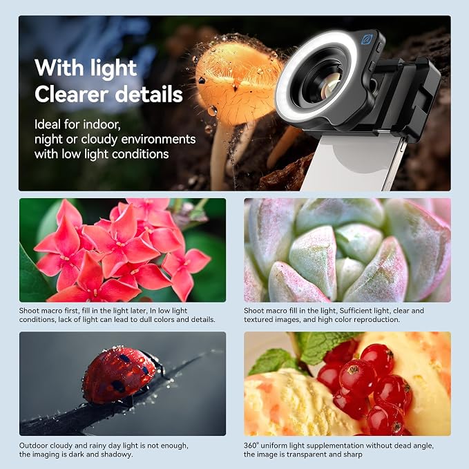 APEXEL 10-20X Macro Lens for iPhone & Android Phones | HD Photography Lens Kit - Image 6