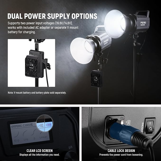 NEEWER FS150 LED Video Light 2.4G/APP Control, 130W 5600K COB Daylight Silent - Image 8