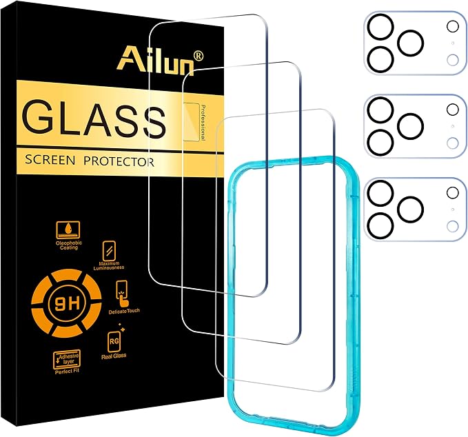 Ailun 3 Pack Screen Protector for iPhone 17 Pro + 3 Pack Camera Lens Protector by Ailun