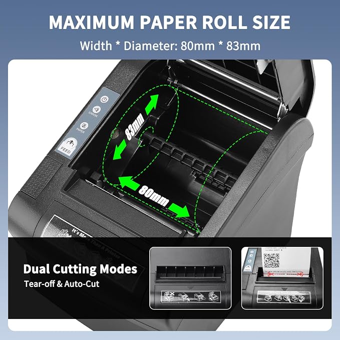 NETUM 80mm Thermal Receipt Printer, WiFi POS Printer - Image 2
