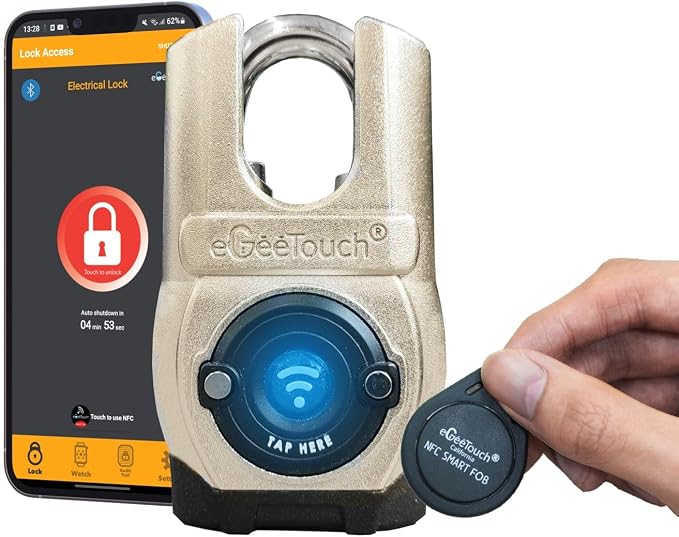 5th GEN Outdoor Smart Padlock – Keyless Bluetooth & NFC Lock, Heavy-Duty by eGeeTouch