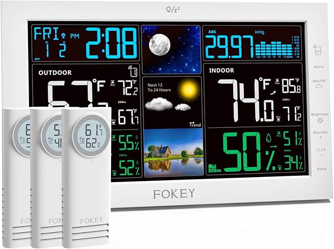 Weather Station Wireless Indoor Outdoor, Indoor Outdoor Thermometer Wireless by FOKEYDIRECT