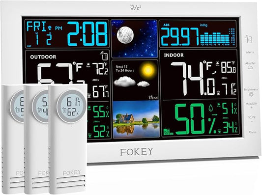 Weather Station Wireless Indoor Outdoor, Indoor Outdoor Thermometer Wireless by FOKEYDIRECT