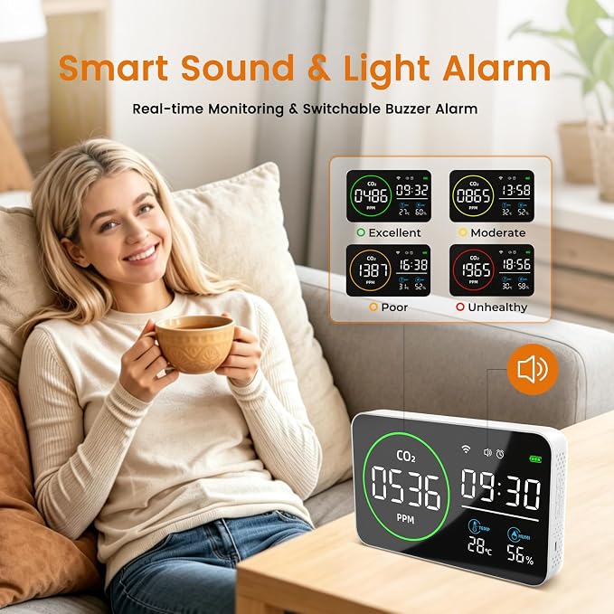 Smart Air Quality Monitor Indoor, WiFi Air Quality Tester - Image 4