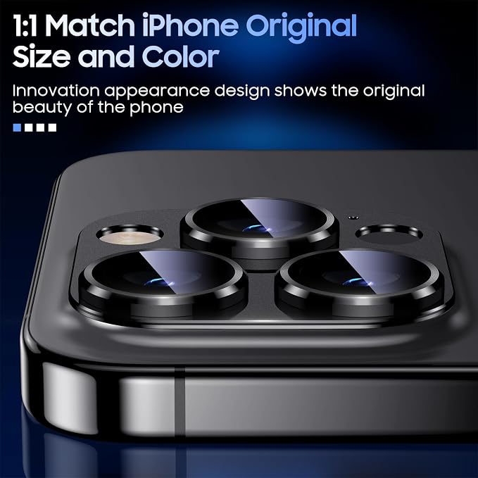 Uyiton for iPhone 13 Pro/iPhone 13 Pro Max Camera Lens Protector, Metal Ring - Image 5