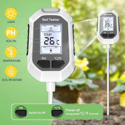 YAMRON 4-in-1 Soil Moisture Meter, Digital Plant Temperature/Soil Moisture Test - Image 2