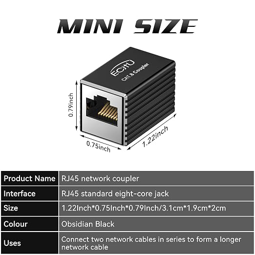 RJ45 Coupler, 2 Pack Ethernet Adapters Female to Female, Ethernet Cable - Image 3