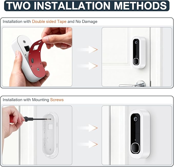 Adhesive Doorbell Camera Mount for Arlo Video Doorbell 2K, No-Drill Mounting - Image 4