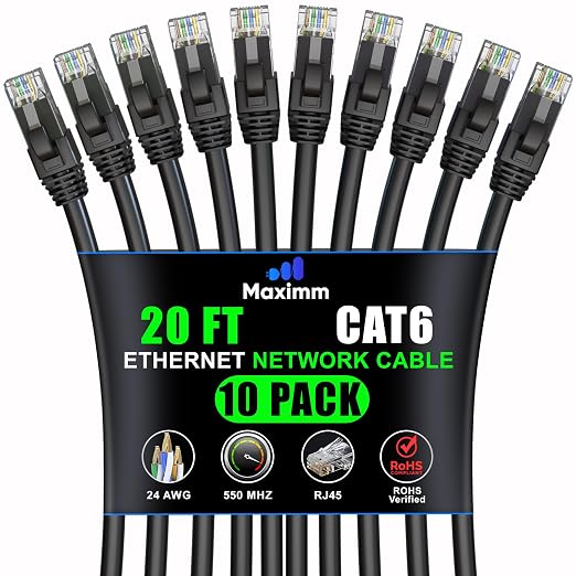 Maximm Cat 6 Ethernet Cable 20 ft by MaximmCable