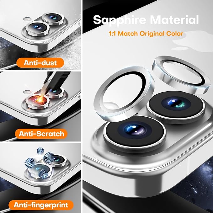 Camera Lens Protector for iPhone 17/16/16 Plus, Tempered Glass Metal Individual - Image 3