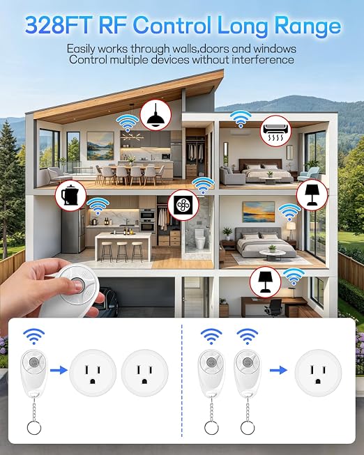 Remote Control Outlet, Wireless Light Switch, 500ft Range, No Wiring Needed - Image 4
