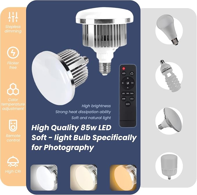 EZLucky 20" Octagonal Softbox Lighting Kit, 85W Dimmable LED Bulb 3000K-6500K - Image 6