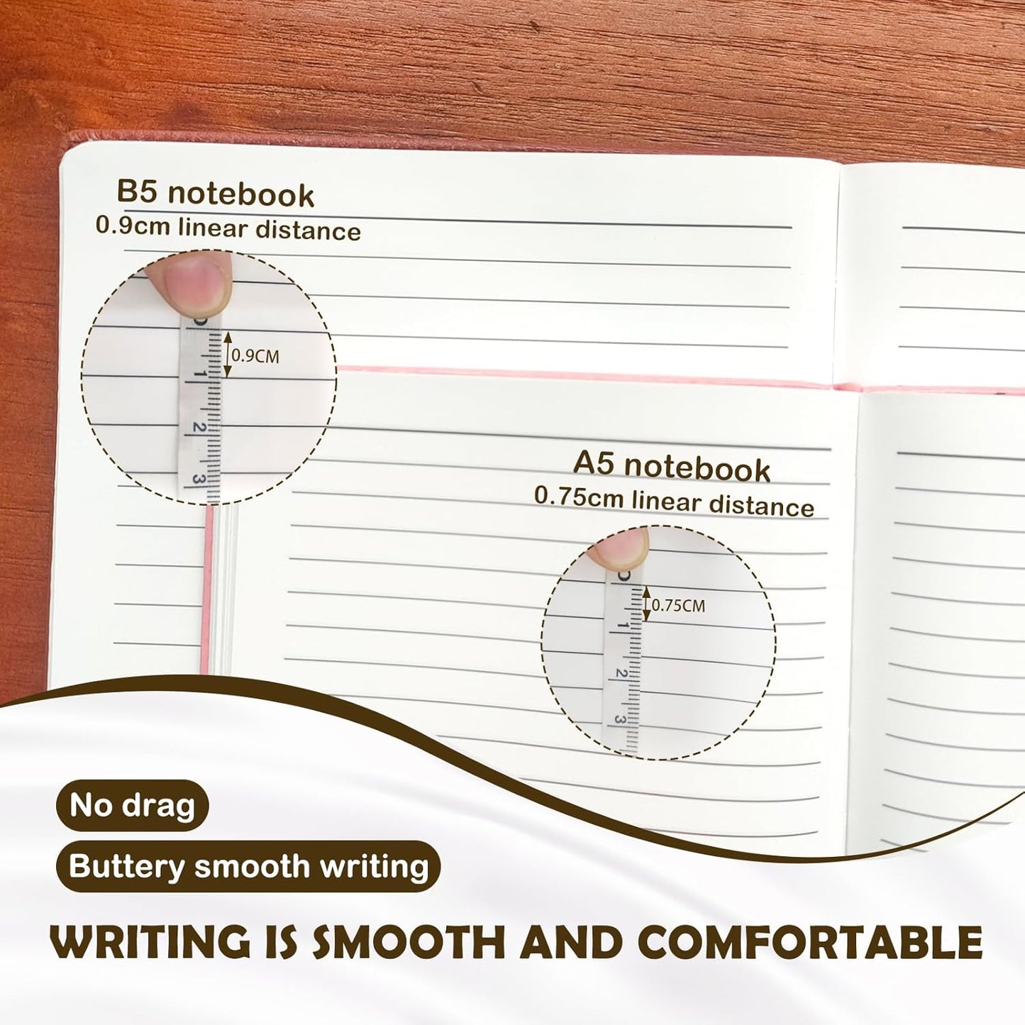 Stone Paper Notebook for Women Men, A5 Waterproof Notebook Hardcover Executive Journal, Ruled Notebooks for Writing, Business, Work ＆ School, 160 Pages Notebook with Box (A5 Blue)