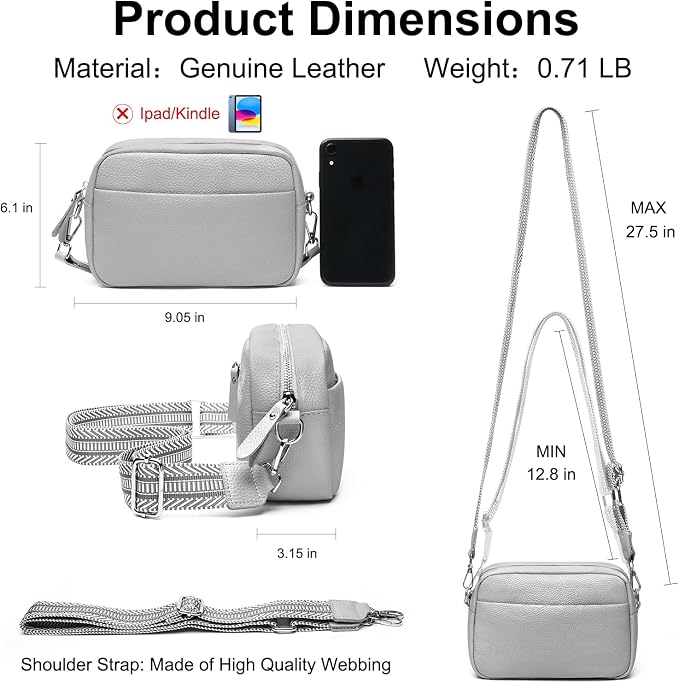Small Crossbody Bags for Women Genuine Leather, Guitar Strap Shoulder Handbag - Image 6