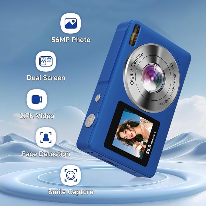 Digital Camera, 56MP 2.7K Dual-Screen Selfie Camera - Image 2