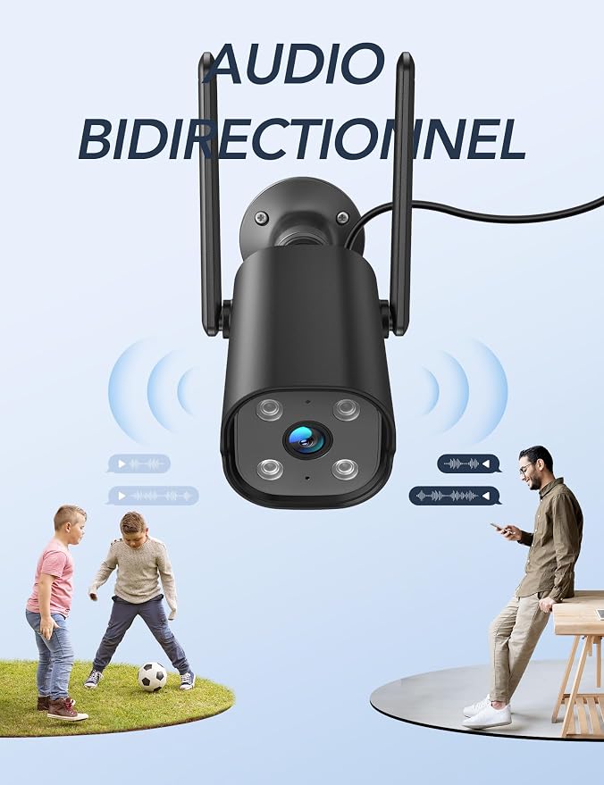 GNCC 2K Outdoor Security Camera, 24/7 Recording, 9.85ft Cord, No Battery - Image 4