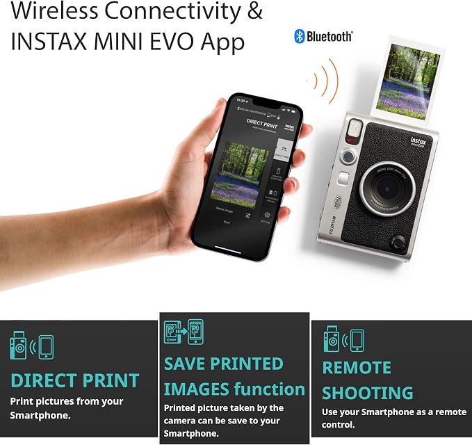 Fujifilm Instax Mini EVO Hybrid Black Instant Camera | Instax Mini Twin Pack - Image 6