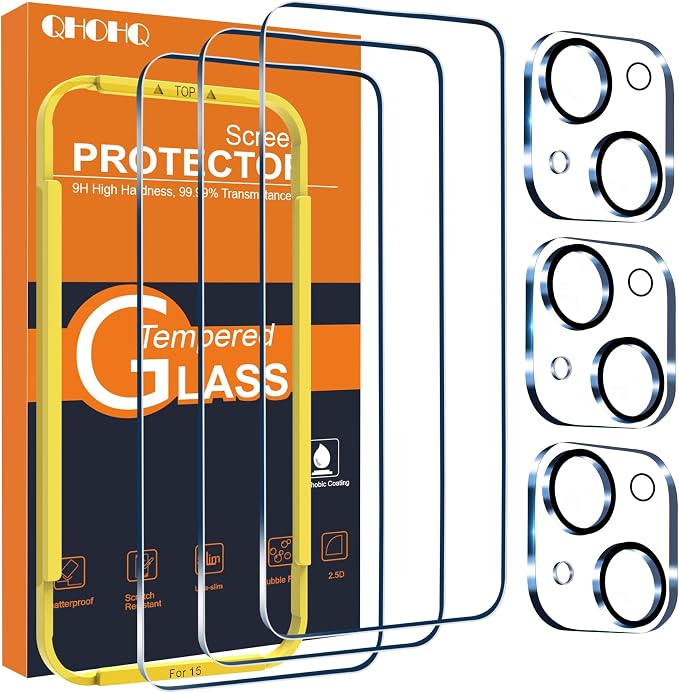 QHOHQ 3 Pack Screen Protector for iPhone 15 by QHOHQ